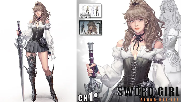 李承熙画师剑士女孩数字绘画实例训练视频教程 Basic Sword Girl by Seunghee Lee
