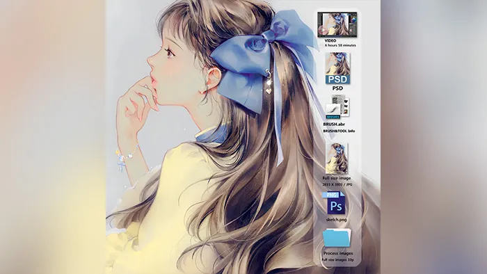 蝴蝶结长发女孩数字绘画实例训练视频教程 Baby Long Hair