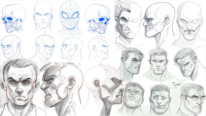 漫画和动画人物角色头与脸部绘画技术视频教程 Drawing Faces for Comics & Cartoons: A Step-by-Step Guide