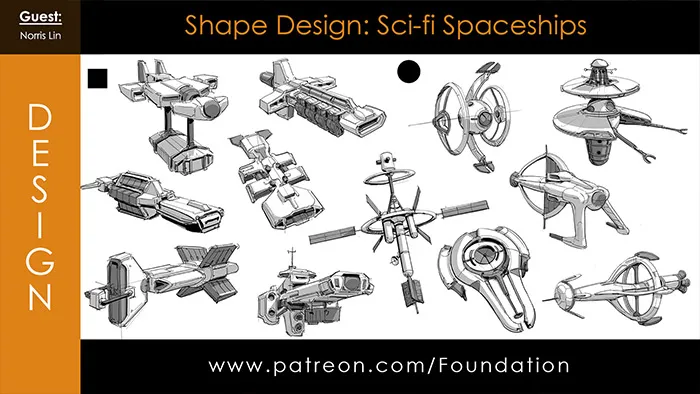 Norris Lin画师科幻飞船概念图形设计视频教程 Foundation Art Group - Shape Design: Sci-Fi Spaceships with Norris Lin