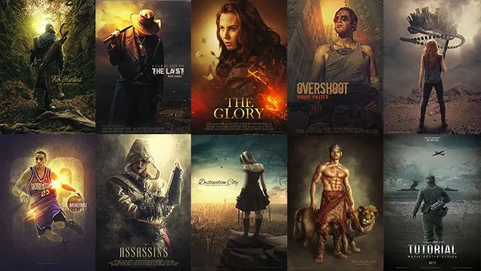 50套国外高端电影海报杂志封面合成Mir Rom系列PS教程 附素材文件 第一季