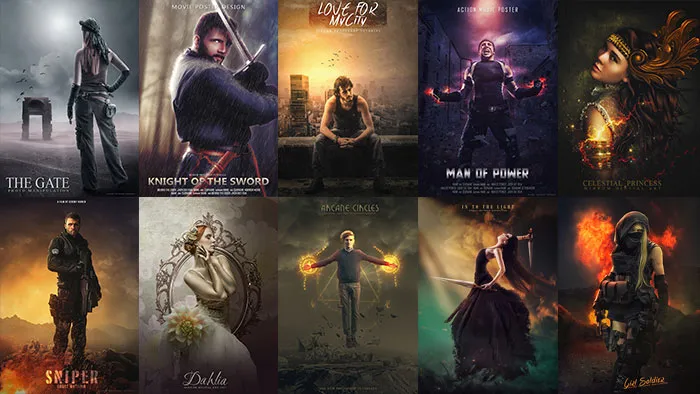 50套国外高端电影海报杂志封面合成Mir Rom系列PS教程 附素材文件 第二季