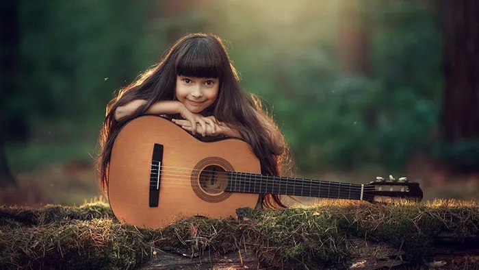 俄罗斯摄影师Anastasia Kuchina唯美儿童'吉他女孩'后期修饰教程