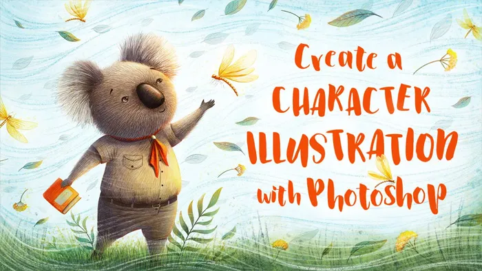 PS卡通角色插画插图完整数字绘制视频教程 Create a Character Illustration with Photoshop
