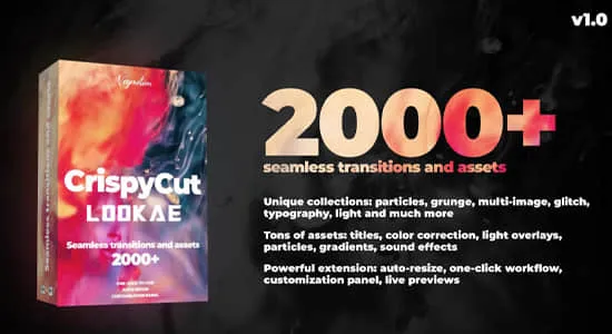 2000视频转场过渡效果模糊冲击扭曲干扰光效粒子AE脚本Transitions AtomX注册版