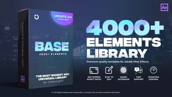 4000多预设效果转场过渡图形元素调色预设排版设计叠加特效视觉特效AE脚本预设包 BASE | Transitions and Motion Graphics for After Effects