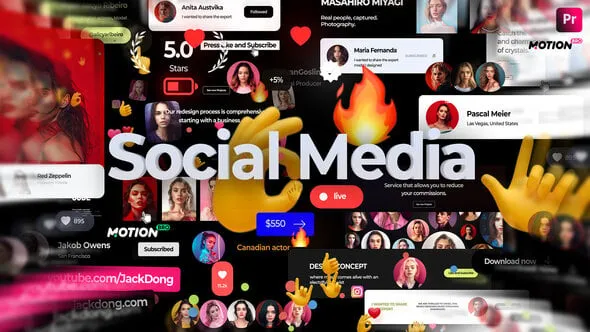 517组社交媒体创意文字标题排版图形元素包装动画PR脚本预设 Social Media Graphics Pack for Premiere Pro