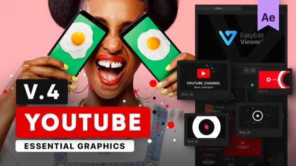 130组时尚网络社交媒体LOGO标题排版包装宣传动画AE脚本/PR预设 YTB Essential Library V4