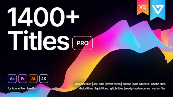 1400个现代字幕条标题呼出线文字排版动画AE/PR脚本预设 Titles Pro for EasyEdit Viewer