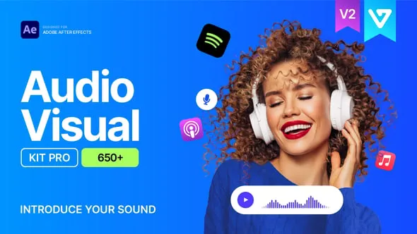 650个音频可视化海报封面歌词标题图形动画AE脚本预设 Audio Visual Kit V2