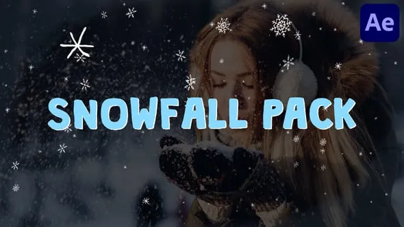 19个卡通冬天降雪雪花动画AE脚本预设包 Snowfall Pack | FCPX