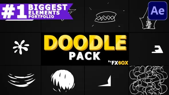 10个抽象涂鸦形状2D卡通图形动画MG动画素材AE脚本预设包 Abstract Doodle Shapes | After Effects