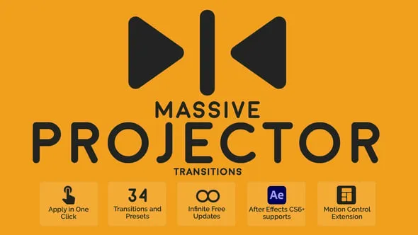 34组复古划痕胶片转场与叠加效果AE脚本预设包 Massive Projector Transitions