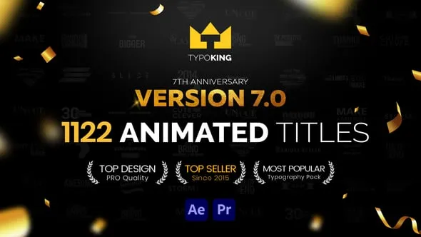 1122个现代新颖时尚精美个性文字标题排版动画PR脚本 TypoKing V7.0 – Title Animation – Kinetic Typography Text