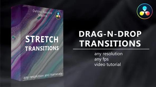 达芬奇预设-14种弹性伸缩模糊拉伸Transitions转场效果DR模板 Stretch Transitions for DaVinci Resolve