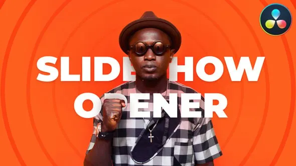 DR达芬奇模板-跺脚节奏快闪文字干净照片动画展示动态幻灯片 Dynamic Slideshow Opener