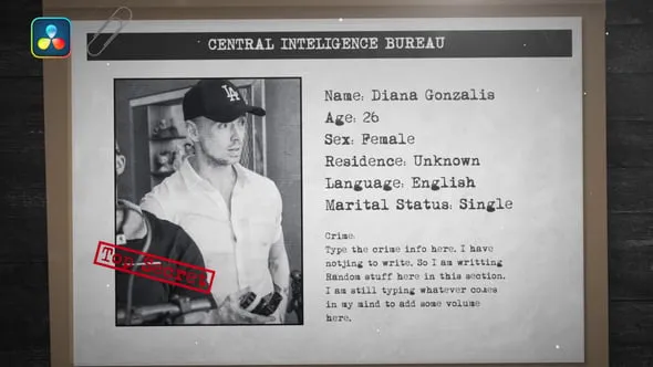 达芬奇模板-电影刑事案件演示短片宣传犯罪调查侦探查案黑客电影预告片 Criminal Profile