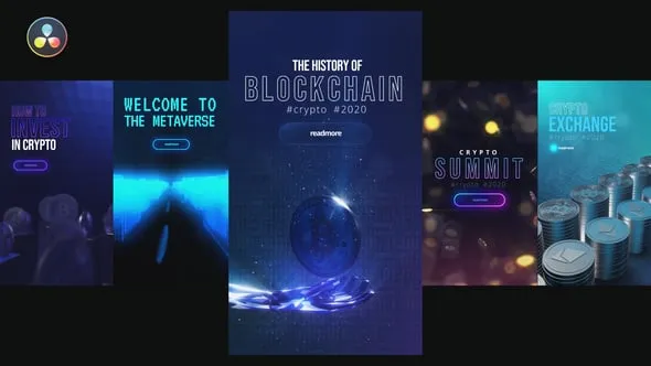 达芬奇模板-数字科技标题区块链Metaverse元界项目介绍竖屏宣传海报 Crypto Instagram Stories