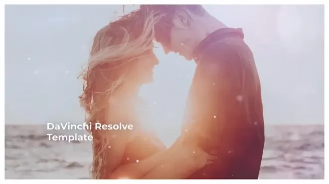 达芬奇模板-粒子漏光效果甜美浪漫情人节相册婚礼视频 First Love Gallery