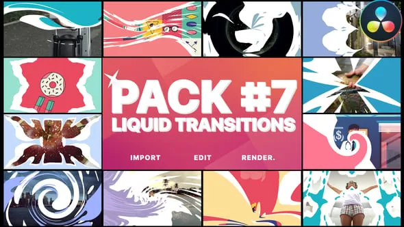 达芬奇模板-独特的2D卡通液体过渡元素带音效下载 Liquid Transitions Pack 07 DaVinci Resolve