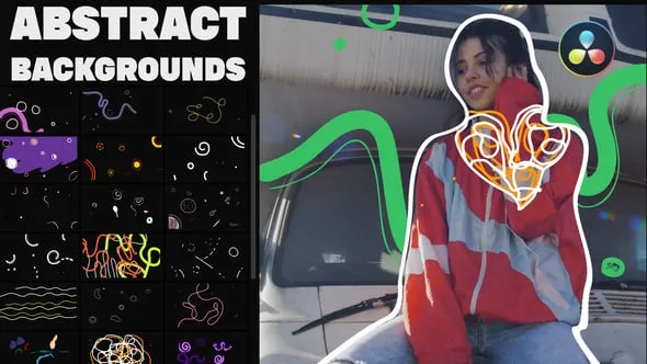 DR达芬奇模板-20组卡通涂鸦动画元素工程文件下载 Abstract Backgrounds and Transitions Pack for DaVinci Resolve