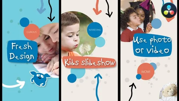 DR达芬奇模板-卡通彩色图形动画儿童节活动宣传短视频制作工程文件下载