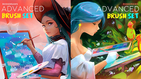 RossDraws高级Procreate/PS画笔笔刷套装2.0 版 – Photoshop+Procreate笔刷