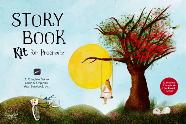儿童插图故事书Procreate笔刷画笔 Storybook Kit For Procreate