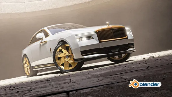 Blender劳斯莱斯Spectre汽车完整建模制作流程视频教程 Blender: Rolls Royce Spectre in 3D