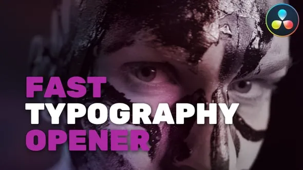 达芬奇模板-快节奏潮流商品炫酷时尚活动推广开场视频DaVinci Resolve模板下载 Fast Typography Opener