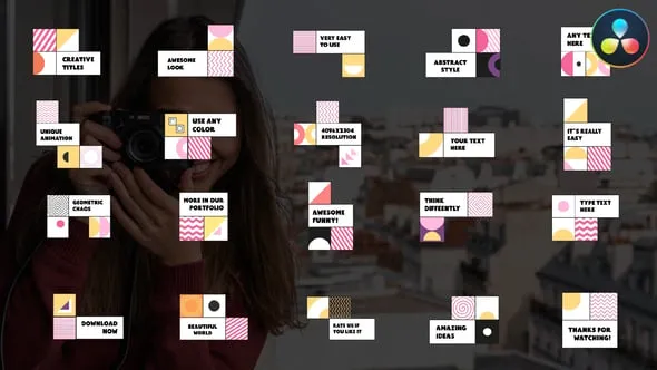 达芬奇模板-创意活力时尚品牌流行活动文本标题介绍DaVinci Resolve模板下载