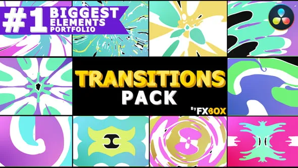 达芬奇模板-渐变动画图形叠加彩色卡通过渡娱乐时尚烹饪节目漫画转场DaVinci Resolve模板下载 Colorful Cartoon Transitions | DaVinci Resolve