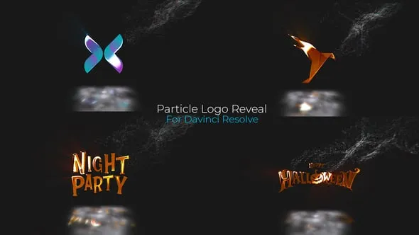 达芬奇模板-粒子坠落LOGO显现风沙粒子消逝标志动画DaVinci Resolve模板下载 Particle Logo Reveal