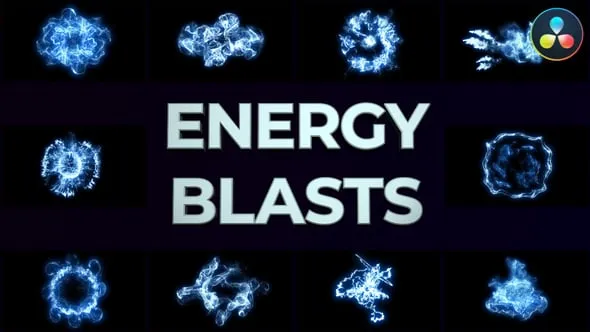 达芬奇模板-30多种能量爆炸粒子元素史诗视频剪辑音乐视觉特效叠加DaVinci Resolve模板下载 Energy Blasts for DaVinci Resolve