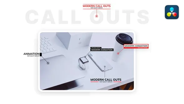达芬奇模板-呼出指线文字标题动画DaVinci Resolve模板下载 Call Outs | DaVinci Resolve