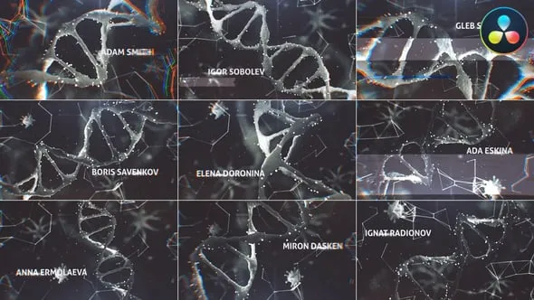 达芬奇模板-故障逼真细胞DNA标题后启示录介绍生物技术医学演示DaVinci Resolve模板下载