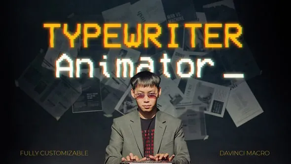 达芬奇模板-闪烁键盘光标RGB发光效果键入复古标题VHS打字机文本动画DaVinci Resolve模板下载