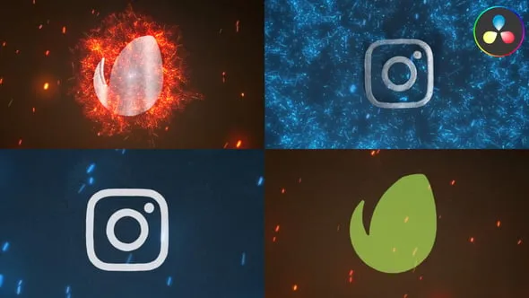 达芬奇模板-火焰标志粒子火花LOGO动画视频DaVinci Resolve模板下载 Fire Logo for DaVinci Resolve