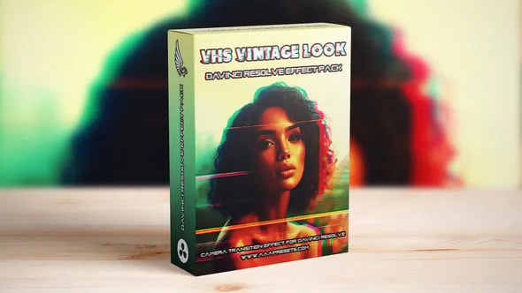10个VHS复古颗粒状轻微扭曲效果旧电视风格LUT及DR达芬奇模板 VHS Vintage Effect for DaVinci Resolve – Old TV Style Filters
