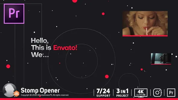 流行Typo Promo趋势动态排版制作创意介绍在线营销快速开场视频AE模板PR模板 Stomp Opener