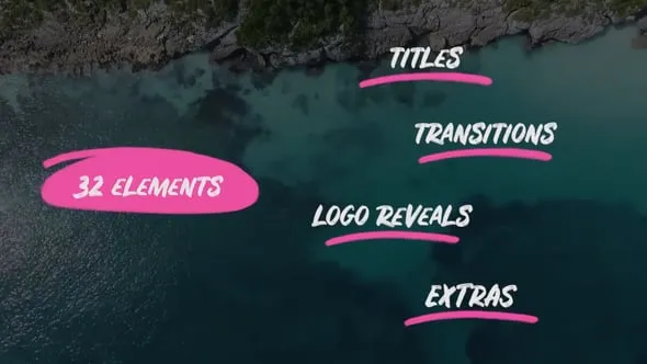 30个手绘笔画动画包含9个标题8个转场3个标志12个图标PR模板 Hand Drawn Pack