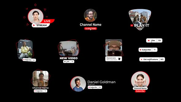 公关传播文字动画社交媒体博主介绍带头像标题频道宣传PR模板 Youtube Titles