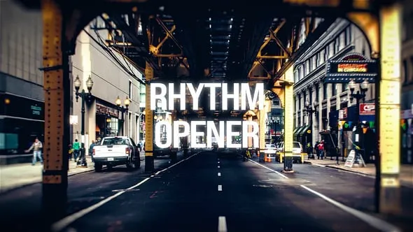 视频画面错位拼接效果动态跺脚节奏多用途图文宣传片PR模板 Dynamic Rhythm Opener