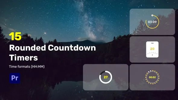 15种设计圆形倒数计时器运动锻炼计时时间动画视频PR模板 Rounded Countdown Timers for Premiere Pro
