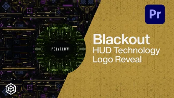发光线条霓虹灯全息电路板HUD技术标志显示PR模板 Blackout – HUD Technology Logo Reveal