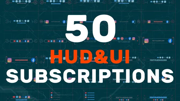 50 HUD UI Subscriptions全息技术标题科技字幕PR模板