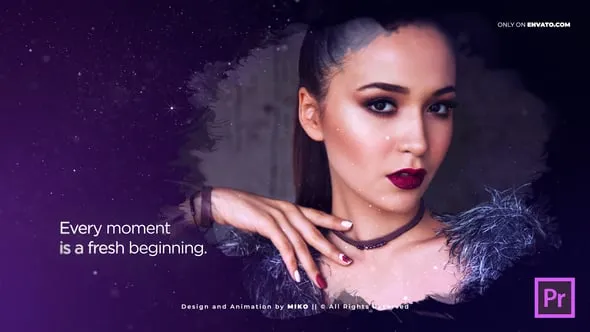 高贵浪漫紫罗兰色调散景动画独特水墨粒子相册PR模板 Stars Unique Romantic Slideshow