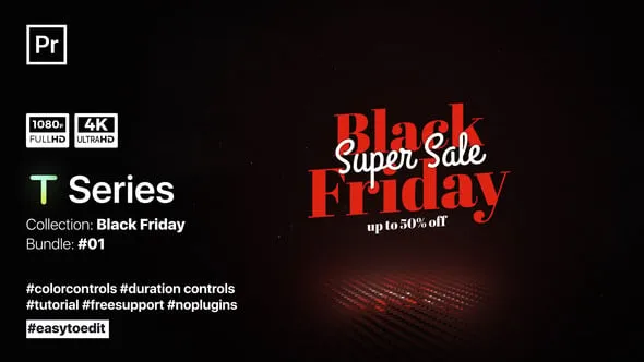创意粗体动画文本销售促销折扣宣传视频PR模板 Black Friday Titles Premiere Pro