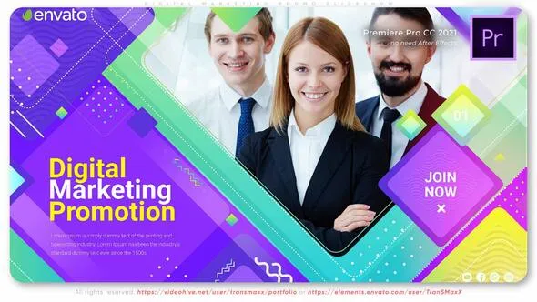 数字科技公司业务团队商务中心视频营销宣传片PR模板 Digital Marketing Promo Slideshow