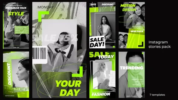 假日活动折扣潮流时尚新品社交媒体短视频PR模板 Dynamic Stories Pack